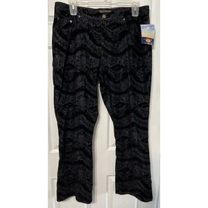 Route 66 Jeans Women's 18W Black Flock Denim Glitter‎ Low Rise 38x31 Pants NWT